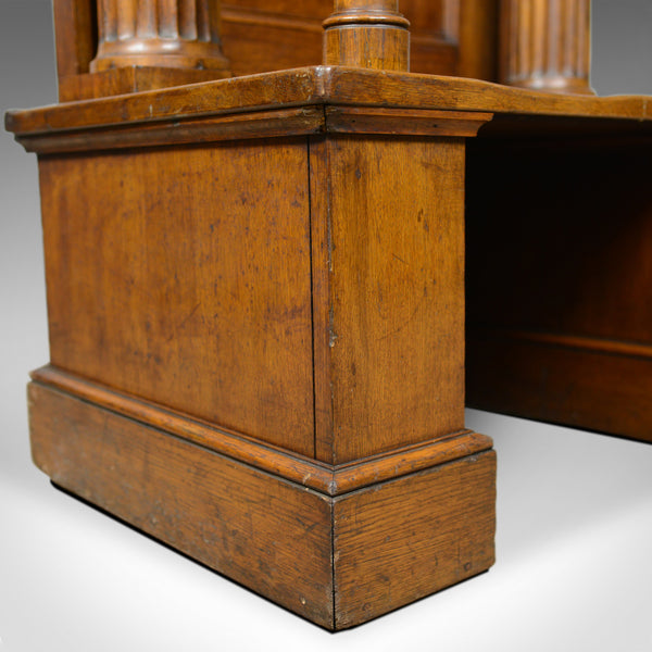 Large Antique Oak Throne Chair, Edwardian, Bench, Seat, Classical, Doric, c.1910 - London Fine Antiques
