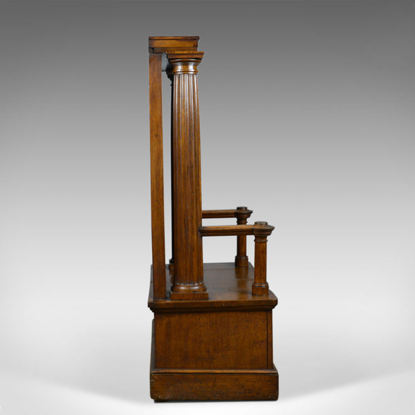 Large Antique Oak Throne Chair, Edwardian, Bench, Seat, Classical, Doric, c.1910 - London Fine Antiques