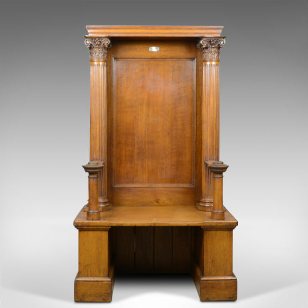 Large Antique Oak Throne Chair, Edwardian, Seat, Classical, Corinthian, c.1910 - London Fine Antiques