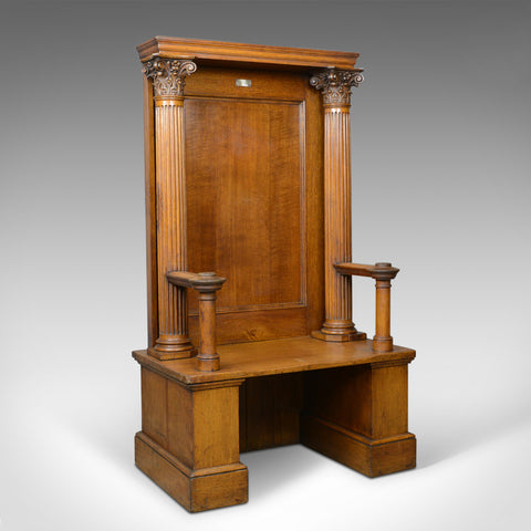 Large Antique Oak Throne Chair, Edwardian, Seat, Classical, Corinthian, c.1910 - London Fine Antiques