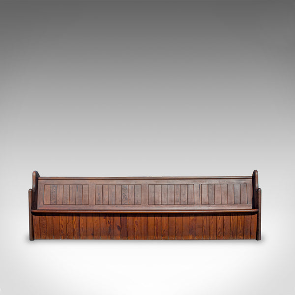 Large Antique Pew, 10 feet, English, Pitch Pine, Bench Seat, 7-8, 19th Century - London Fine Antiques