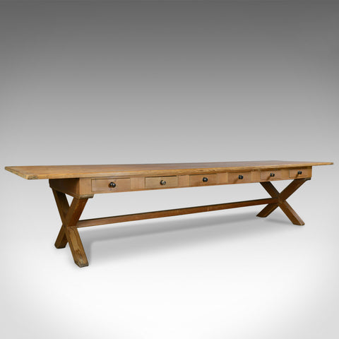 Large, 11ft, Antique Pine Refectory Table, Victorian Dining, Country House c1880 - London Fine Antiques