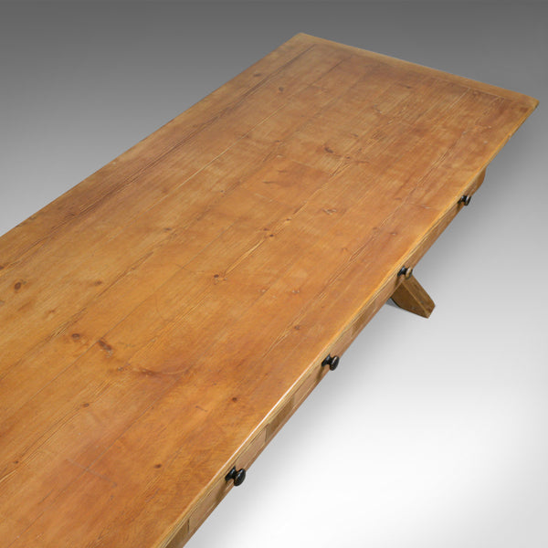 Large, 11ft, Antique Pine Refectory Table, Victorian Dining, Country House c1880 - London Fine Antiques