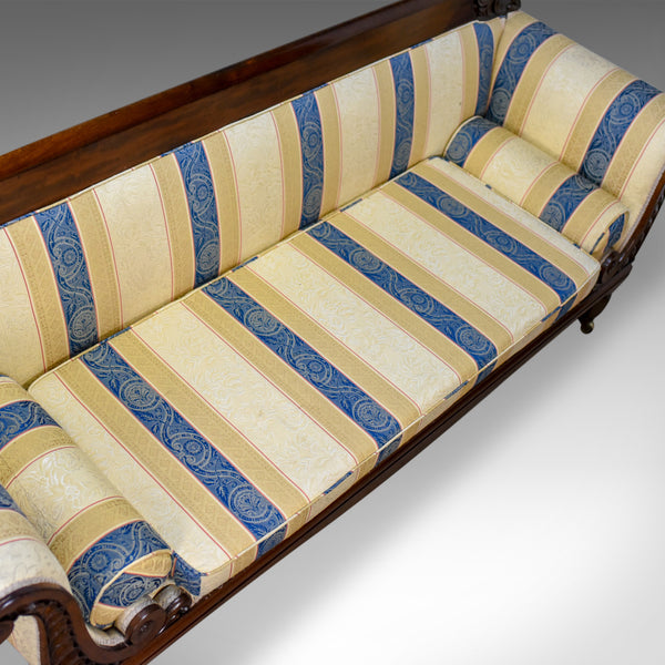 Large Antique Scroll End Settee, Regency Mahogany Sofa Daybed Circa 1820 - London Fine Antiques