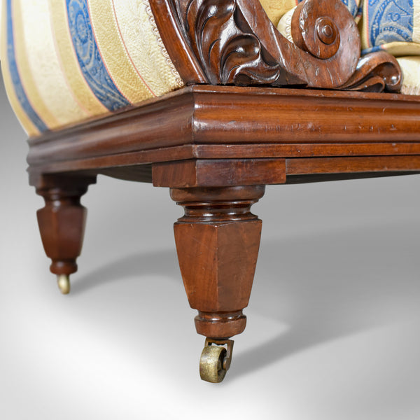 Large Antique Scroll End Settee, Regency Mahogany Sofa Daybed Circa 1820 - London Fine Antiques