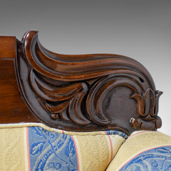 Large Antique Scroll End Settee, Regency Mahogany Sofa Daybed Circa 1820 - London Fine Antiques