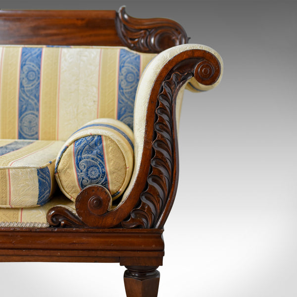 Large Antique Scroll End Settee, Regency Mahogany Sofa Daybed Circa 1820 - London Fine Antiques