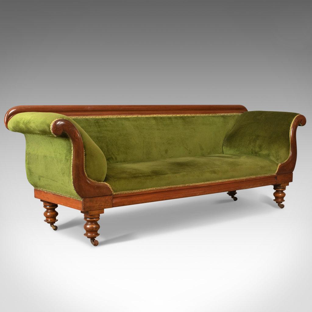 Large Antique Settee Regency Mahogany Scroll End Sofa Daybed Circa 1820