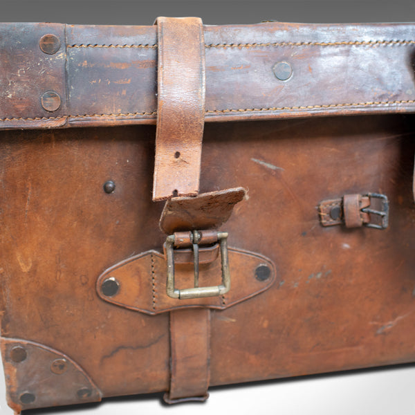 Large Antique Steamer Trunk, English, Edwardian, Leather, Travel Case Circa 1910 - London Fine Antiques