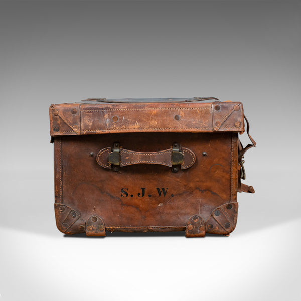 Large Antique Steamer Trunk, English, Edwardian, Leather, Travel Case Circa 1910 - London Fine Antiques