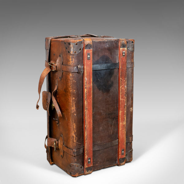 Large Antique Steamer Trunk, English, Edwardian, Leather, Travel Case Circa 1910 - London Fine Antiques