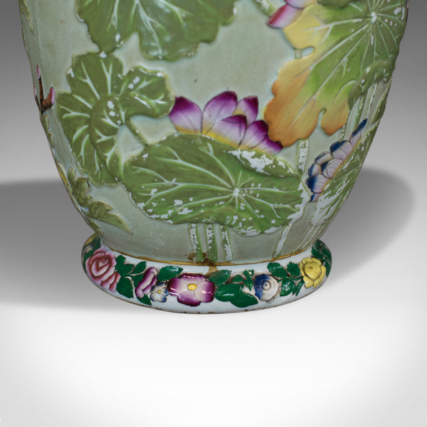 Large Baluster Vase, Oriental, Ceramic, Urn, Floral, Foliate Decoration C20th - London Fine Antiques