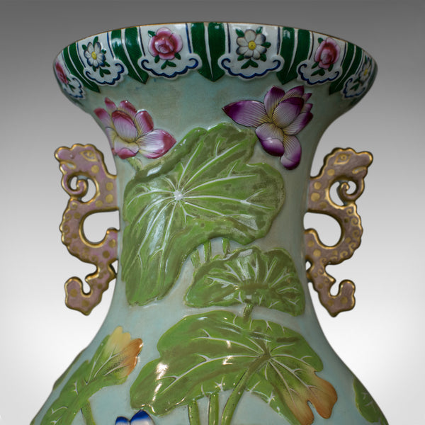 Large Baluster Vase, Oriental, Ceramic, Urn, Floral, Foliate Decoration C20th - London Fine Antiques