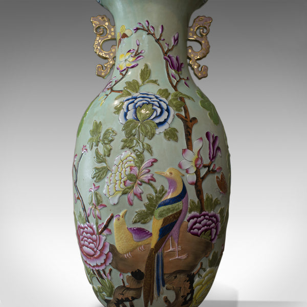 Large Baluster Vase, Oriental, Ceramic, Urn, Floral, Foliate Decoration C20th - London Fine Antiques