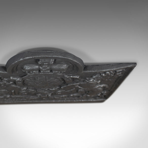 Large Cast Iron Fire Back, Royal Crest, Fireplace, C17th Revival made C20th - London Fine Antiques