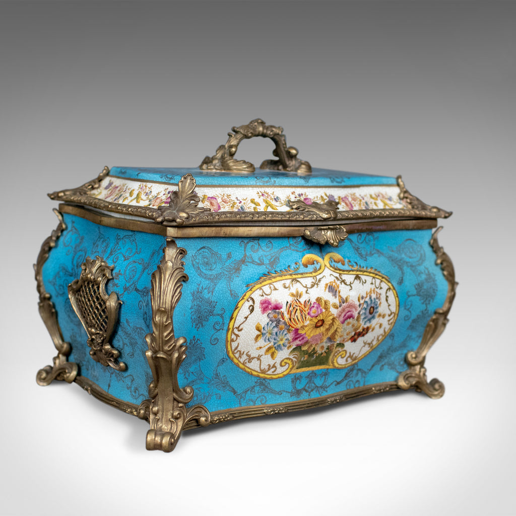 Large Decorative Porcelain Casket, Sevres Style Gilt Mounted Ceramic, Late C20th - London Fine Antiques