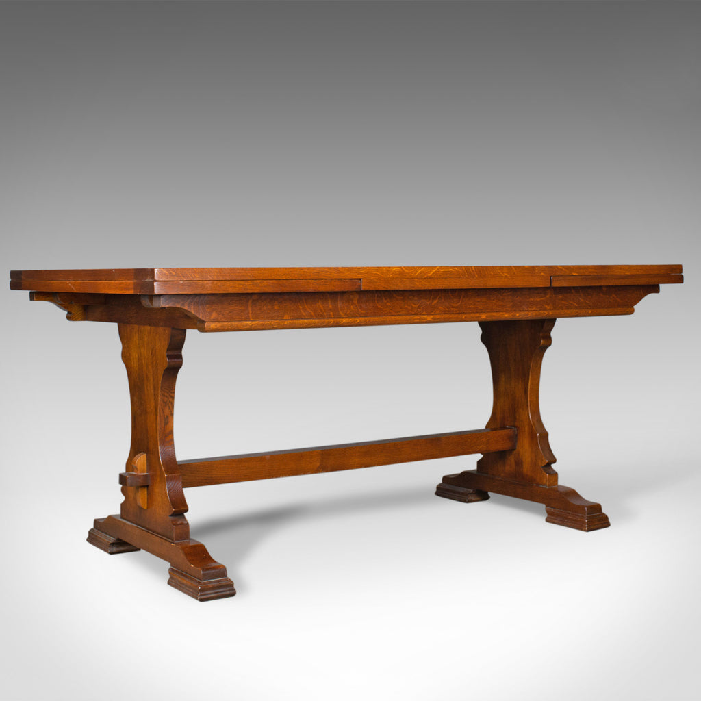 Large Dining Table English Oak Draw Leaf Extending Seats up