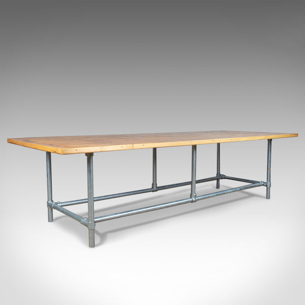 Large Dining or Work Table, English, Industrial Chic, Parquet, Seats 12, C20th - London Fine Antiques