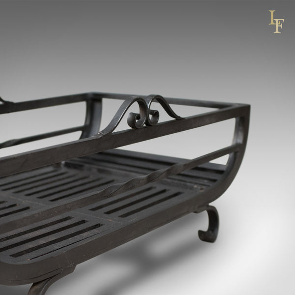 Large Fire Basket, Fireplace Iron Grate, Late C20th - London Fine Antiques