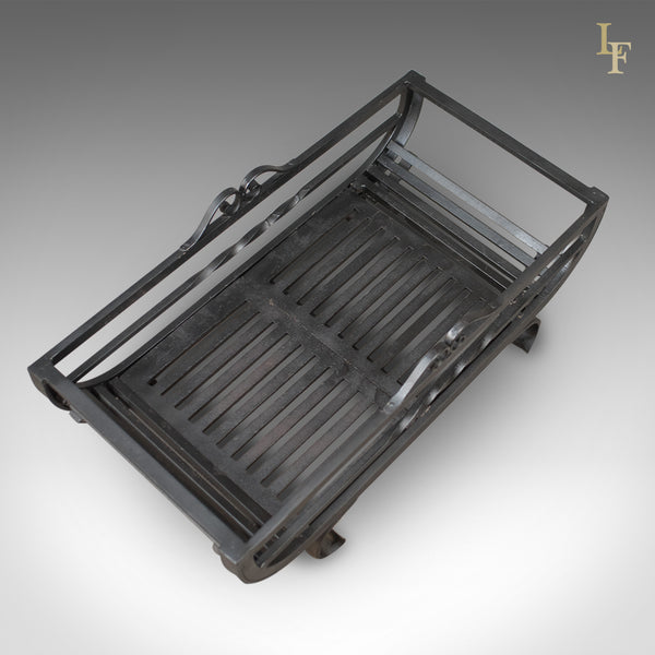 Large Fire Basket, Fireplace Iron Grate, Late C20th - London Fine Antiques