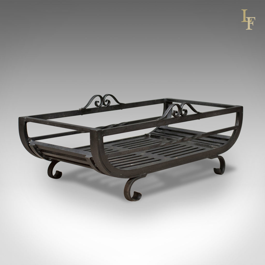 Large Fire Basket, Fireplace Iron Grate, Late C20th - London Fine Antiques