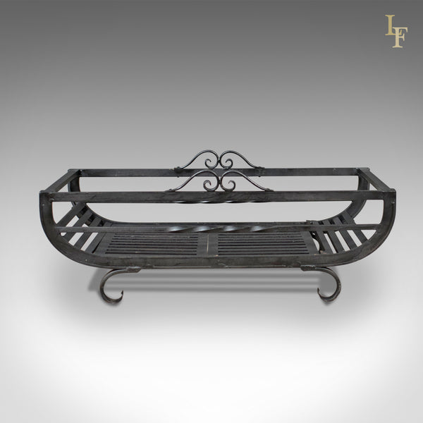 Large Fire Basket, Fireplace Iron Grate, Late C20th - London Fine Antiques