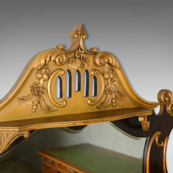 Large French Rococo Revival Overmantel Mirror, Hall, Ebonsied, Giltwood c.1910 - London Fine Antiques
