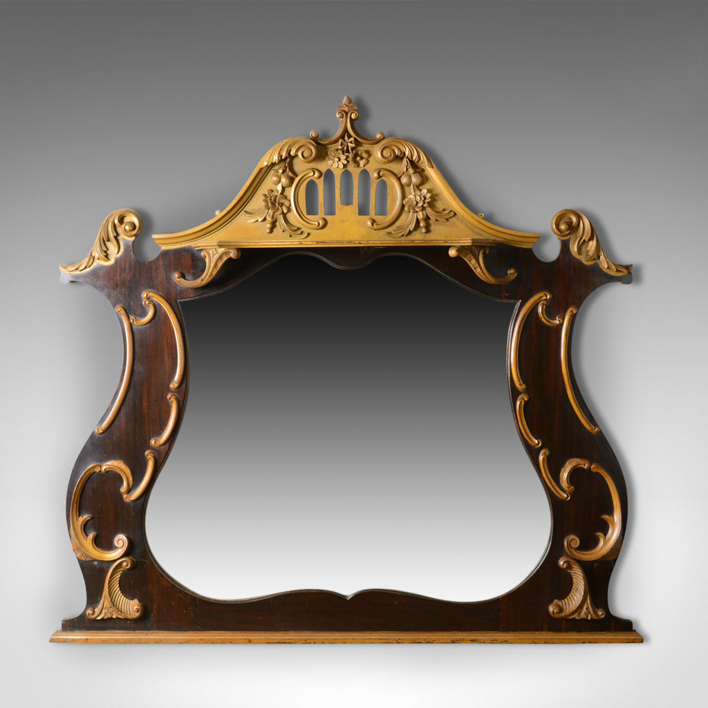 Large French Rococo Revival Overmantel Mirror, Hall, Ebonsied, Giltwood c.1910 - London Fine Antiques