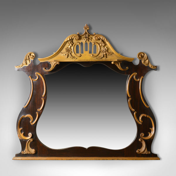 Large French Rococo Revival Overmantel Mirror, Hall, Ebonsied, Giltwood c.1910 - London Fine Antiques
