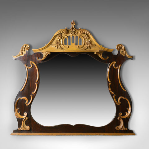 Large French Rococo Revival Overmantel Mirror, Hall, Ebonsied, Giltwood c.1910 - London Fine Antiques