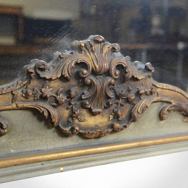 Large, French, Rococo Revival, Wall Mirror, Painted, Hall, Overmantel, C20th - London Fine Antiques
