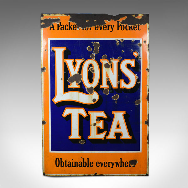 Large, Mid-Century, Enamel Sign, English, Vintage, Lyons Tea, Advertising c1950s - London Fine Antiques