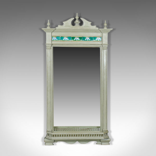 Large, Painted, Antique Wall Mirror, Victorian, Overmantel, Pier, Tiles c.1890 - London Fine Antiques