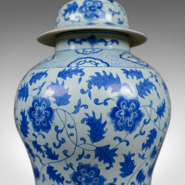 Large Spice Jar, Decorative, Blue and White, Baluster Vase with Lid, C20th - London Fine Antiques