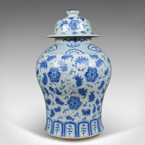 Large Spice Jar, Decorative, Blue and White, Baluster Vase with Lid, C20th - London Fine Antiques