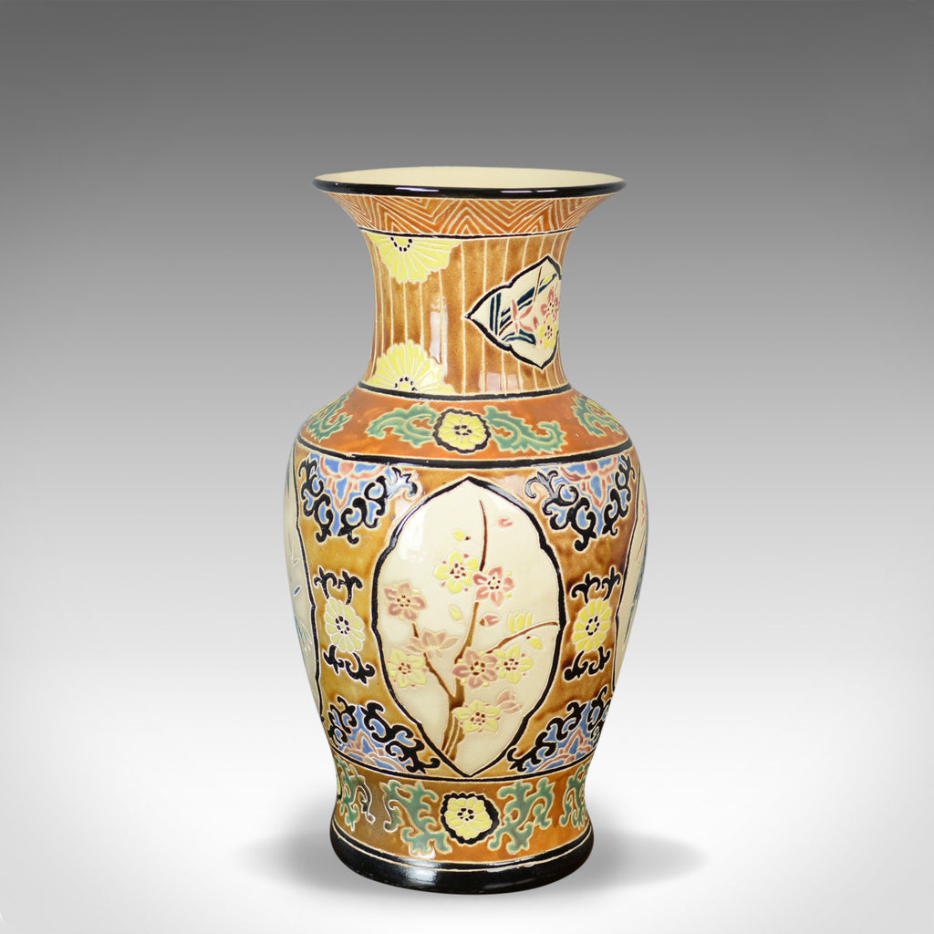Large Vase, Vintage, Oriental, Baluster, Panel Scenes, Late 20th Century - London Fine Antiques