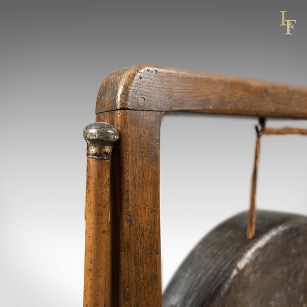 Large Victorian Dinner Gong with Beater in English Oak Frame, c.1870 - London Fine Antiques