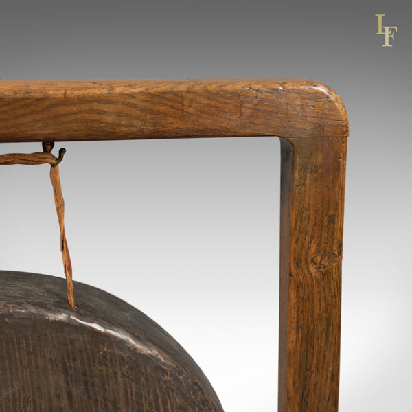 Large Victorian Dinner Gong with Beater in English Oak Frame, c.1870 - London Fine Antiques