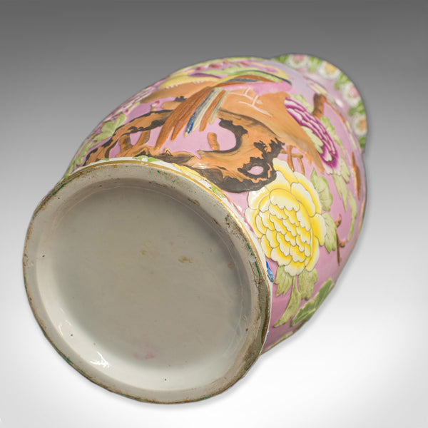 Large Vintage Baluster Vase, Oriental, Ceramic, Urn, Birds, Floral Foliate C20th - London Fine Antiques