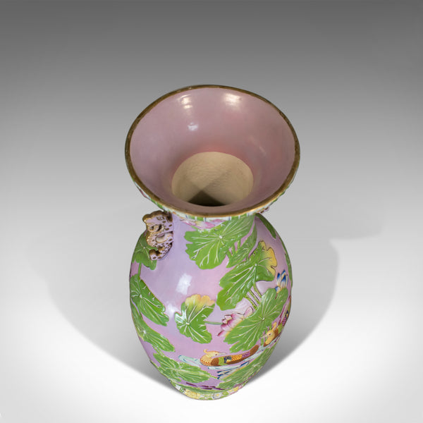 Large Vintage Baluster Vase, Oriental, Ceramic, Urn, Birds, Floral Foliate C20th - London Fine Antiques