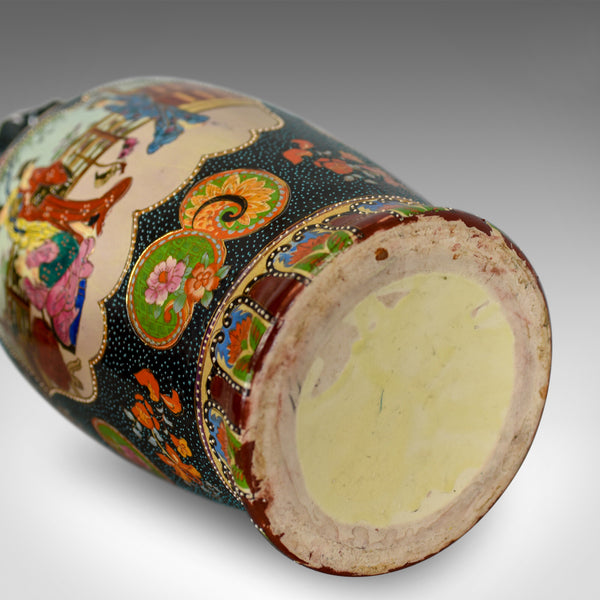 Large Vintage Japanese Baluster Vase, Decorated, Ceramic, Crimped Neck C20th - London Fine Antiques