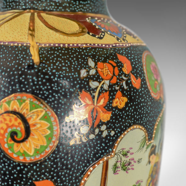 Large Vintage Japanese Baluster Vase, Decorated, Ceramic, Crimped Neck C20th - London Fine Antiques