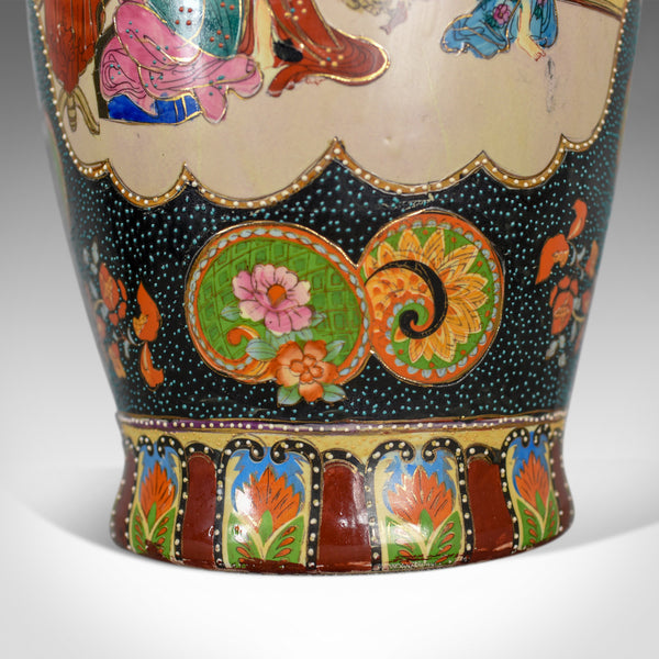 Large Vintage Japanese Baluster Vase, Decorated, Ceramic, Crimped Neck C20th - London Fine Antiques