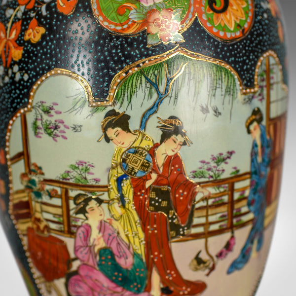 Large Vintage Japanese Baluster Vase, Decorated, Ceramic, Crimped Neck C20th - London Fine Antiques