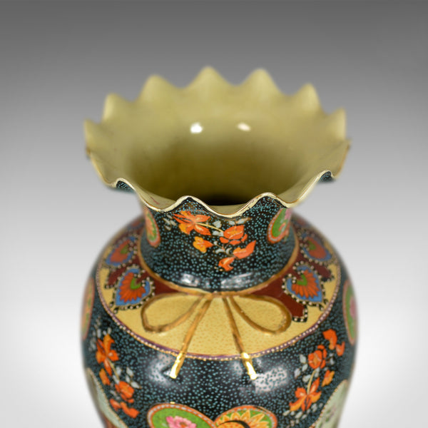 Large Vintage Japanese Baluster Vase, Decorated, Ceramic, Crimped Neck C20th - London Fine Antiques