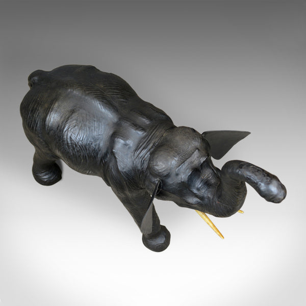Large Vintage Leather Elephant Sculpture, 3 Foot Tall Model, Mid 20th Century - London Fine Antiques