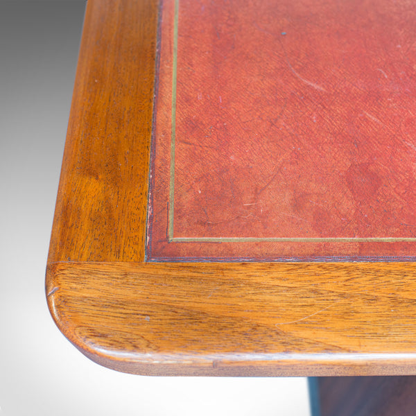 Large Vintage Pedestal Desk, Teak, Leather, Art Deco, Office, Abbess, Circa 1950 - London Fine Antiques