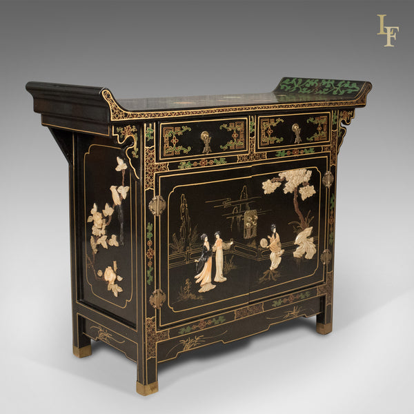 Late 20th Century Japanese Cabinet, Soap Stone Decoration - London Fine Antiques