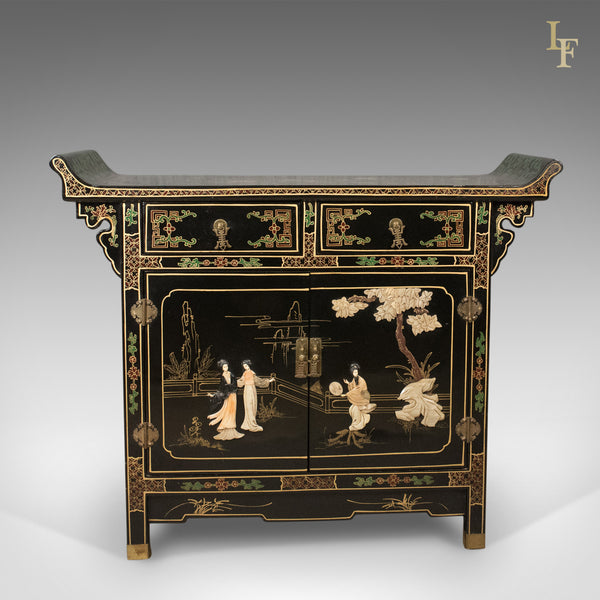 Late 20th Century Japanese Cabinet, Soap Stone Decoration - London Fine Antiques