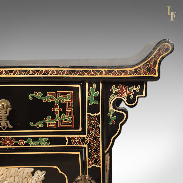 Late 20th Century Japanese Cabinet, Soap Stone Decoration - London Fine Antiques